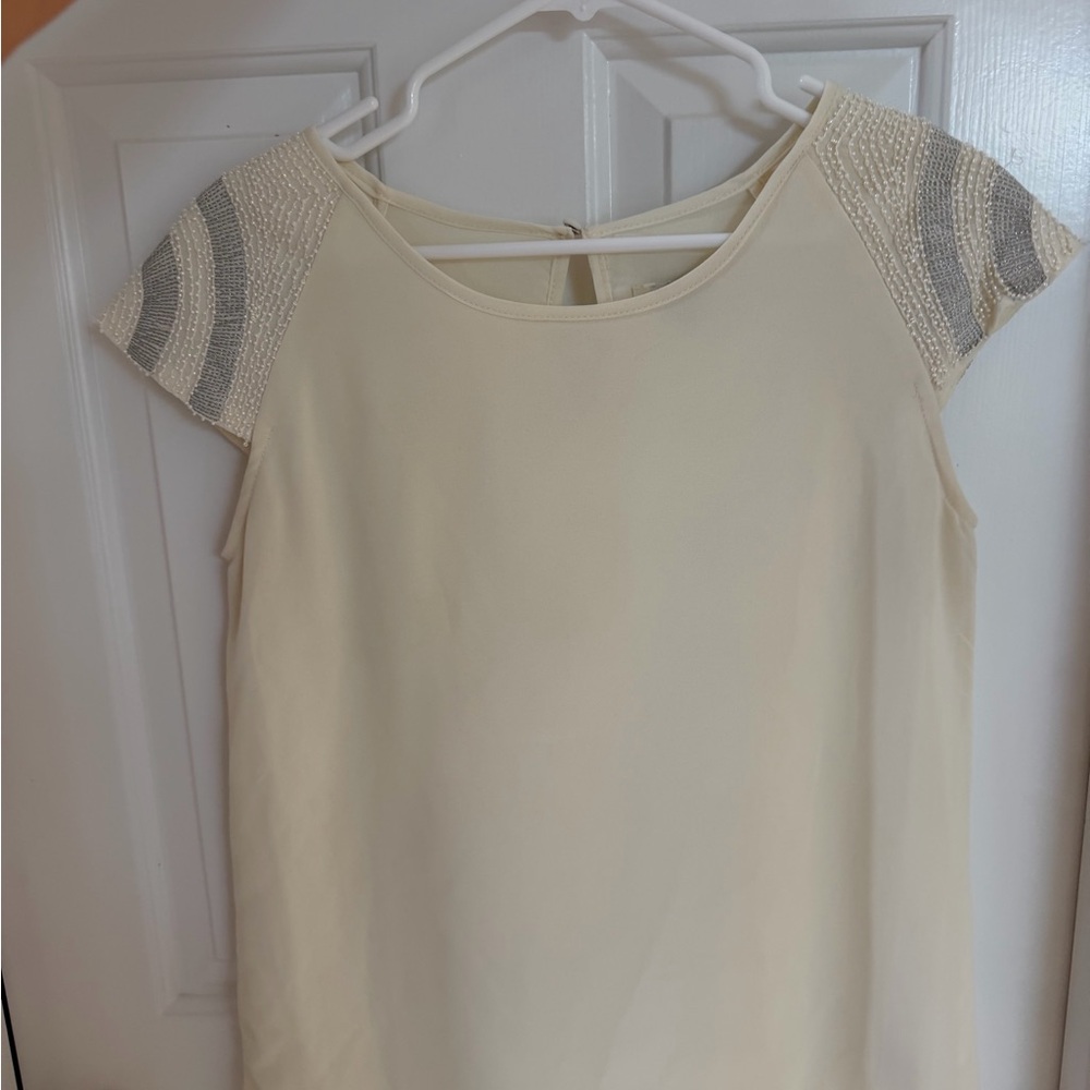 Francesca's Collections Cream Blouse with Silver Accents